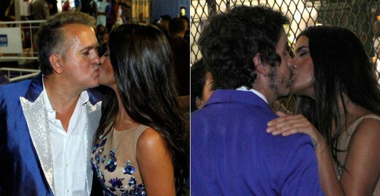 Antonia Morais dá selinho no pai e beijo no namorado