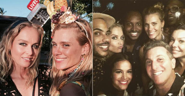 Angélica e Huck reúnem amigos em festa de carnaval