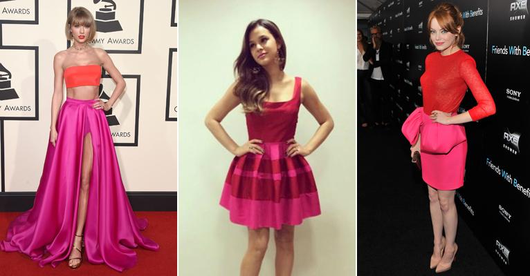 Assim como Taylor Swift, veja 10 famosas que combinam vermelho e pink em seus looks