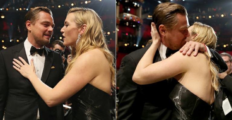 Leonardo DiCaprio comemora vitória no Oscar com Kate Winslet