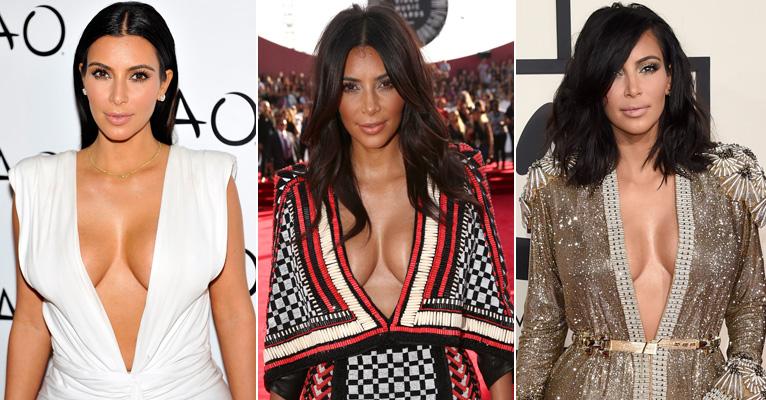 Técnica de Kim Kardashian, usar fita adesiva para levantar os seios no decote é prejudicial à saúde