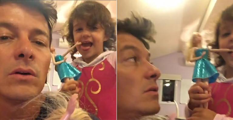 Paizão! Rodrigo Faro brinca de boneca com a filha; veja o vídeo