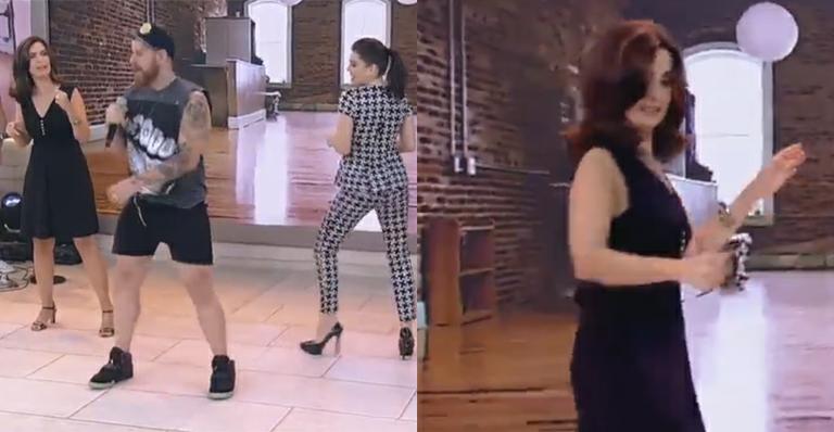 Fátima Bernardes e Bárbara Paz dançam ‘Work’, da Rihanna, na TV