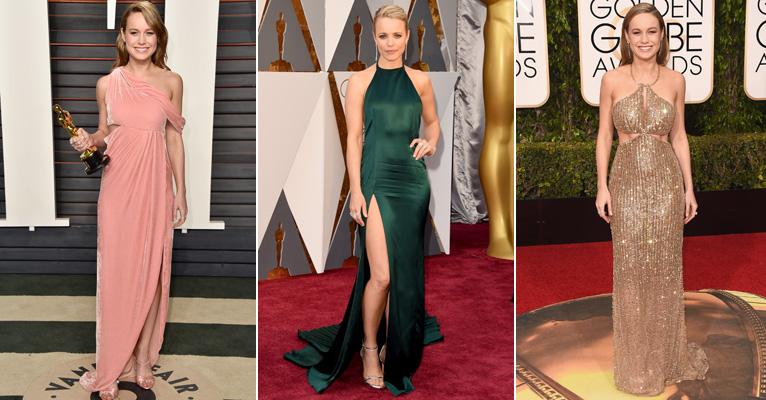 Brie Larson e Rachel McAdams investem em vestidos de festa que são tendência em 2016; saiba quais são