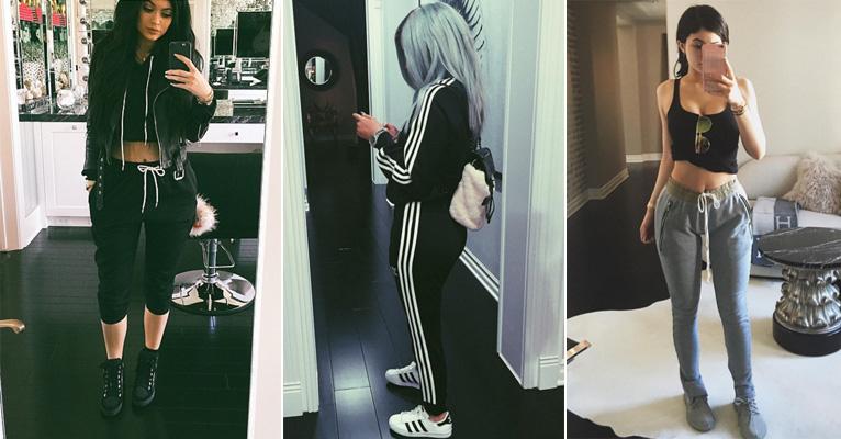 Kylie Jenner investe em calças esportivas, peça que é tendência no outono 2016