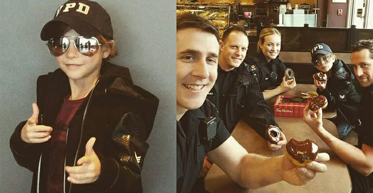 Fofura! Jacob Tremblay vira policial por um dia ao lado do pai