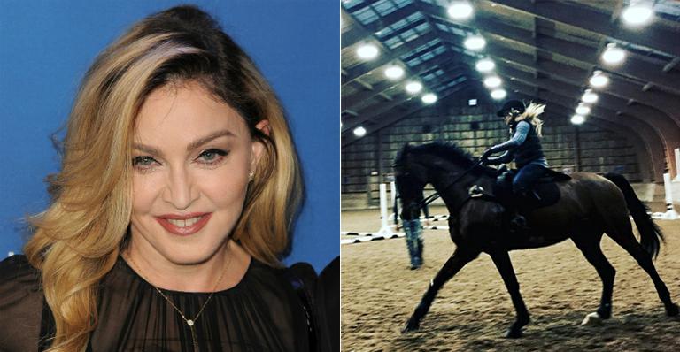 Madonna leva o filho David para aulas de equitação; veja vídeos