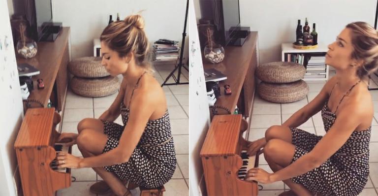 Grazi Massafera ‘toca’ piano infantil e brinca: “Maturidade”