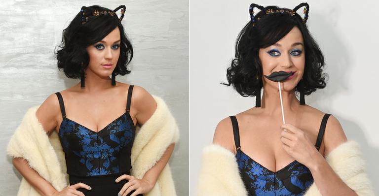 Com orelha de gatinha, Katy Perry lança coleção de maquiagem