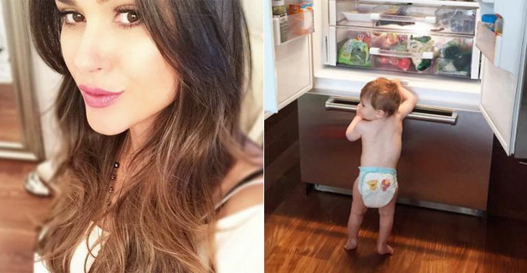 Fernanda Machado mostra o filho de dez meses espiando a geladeira: ‘Bebê esperto’