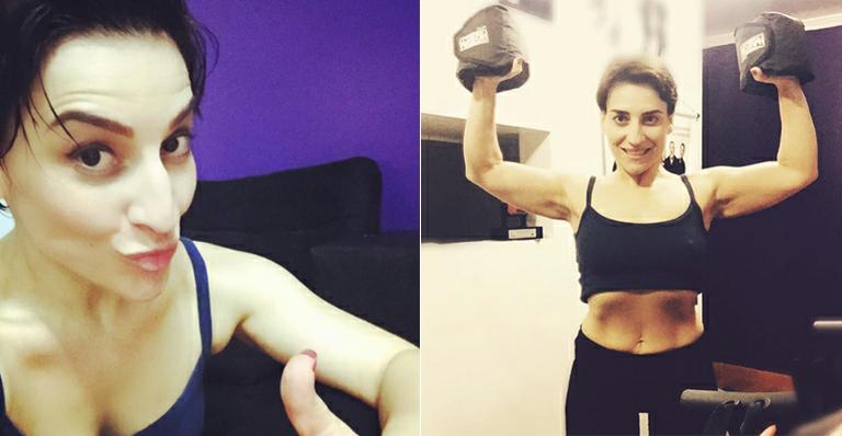 Com quase 40 quilos a menos, Simone Gutierrez exibe a barriga sequinha