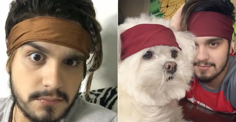 Luan Santana coloca faixa de cabelo até em seu cachorro