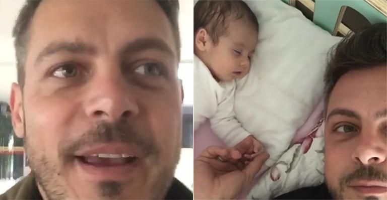 Luigi Baricelli paparica Helena, sua primeira neta, em vídeo