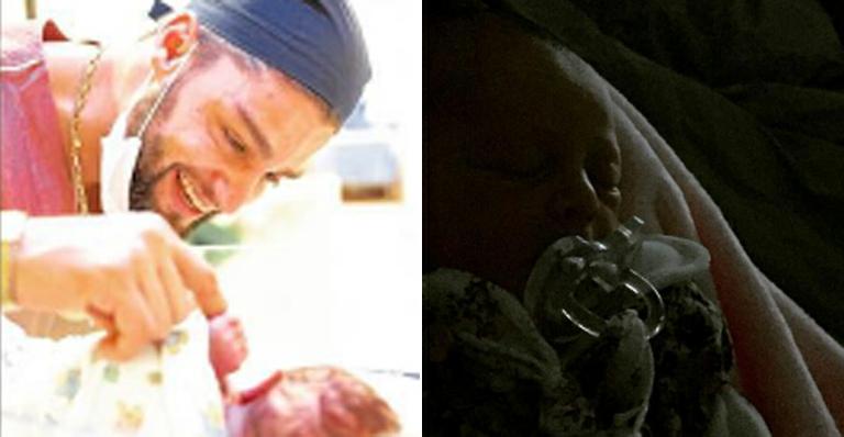 Cantor Munhoz mostra fotos da filha recém-nascida: “Meu maior presente”