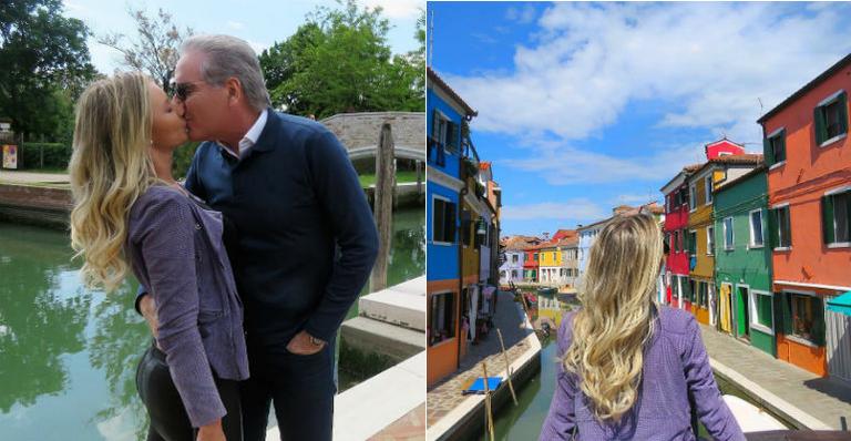 Roberto Justus e Ana Paula Siebert fazem viagem romântica para Veneza