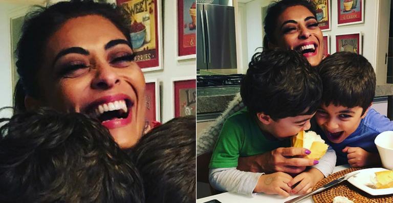 Juliana Paes encanta com nova foto ao lado dos filhos