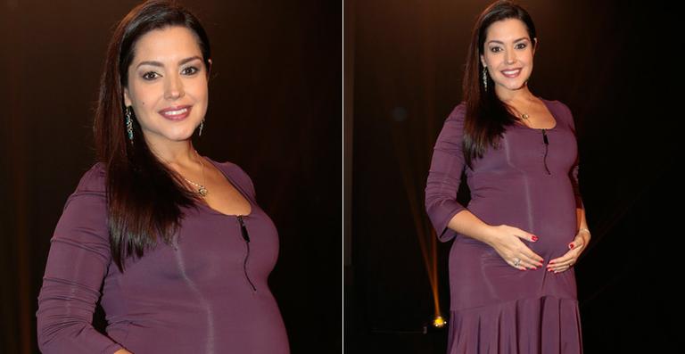 Thais Fersoza exibe seu barrigão de grávida em evento da novela ‘Escrava Mãe’