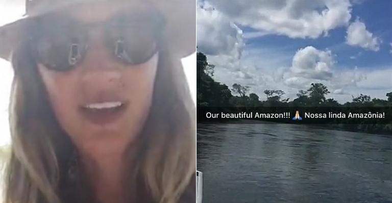Gisele Bündchen faz passeio de barco durante férias na Amazônia