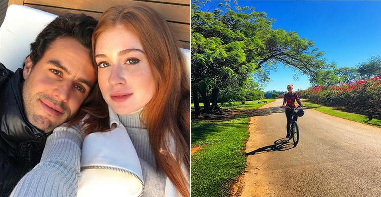 Marina Ruy Barbosa ganha buquê de rosas e curte descanso ao lado do eleito