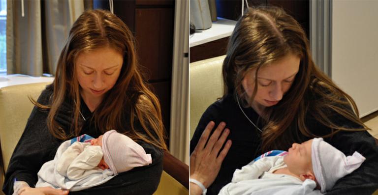 Chelsea Clinton apresenta seu filho recém-nascido, Aidan