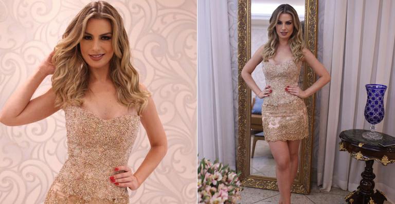 Fernanda Keulla usa vestido bordado com cristais em evento do bem
