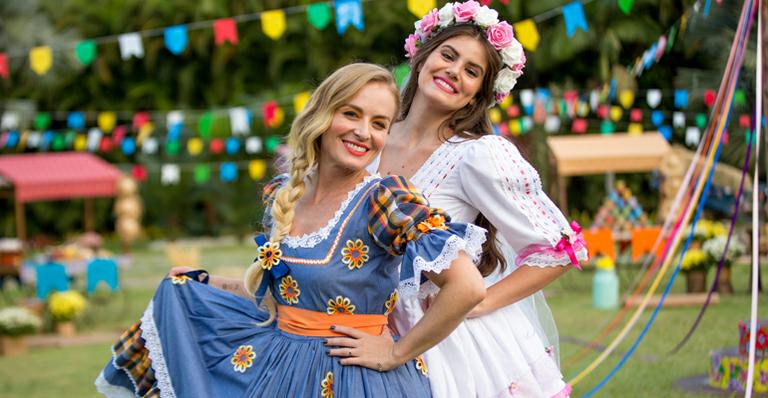 Camila Queiroz vira noiva em arraiá com Angélica