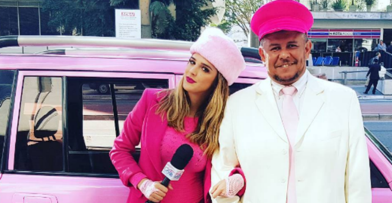Grávida, Rafa Brites se fantasia de Penélope Charmosa para o ‘Mais Você’