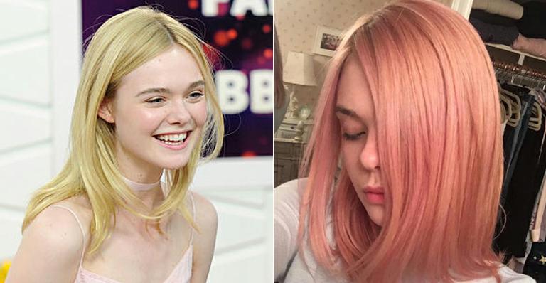 Elle Fanning muda o visual e surge com o cabelo rosa