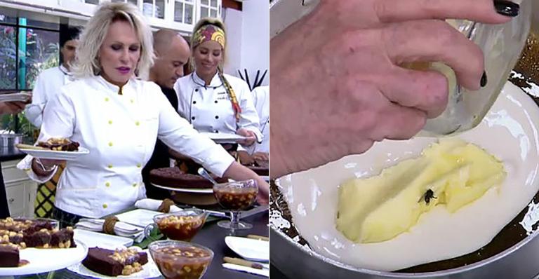 Mosca cai em receita e Ana Maria Braga disfarça: ‘É um queimadinho’