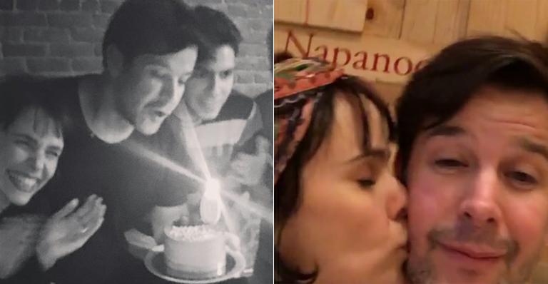 Murilo Benício comemora aniversário com Débora Falabella