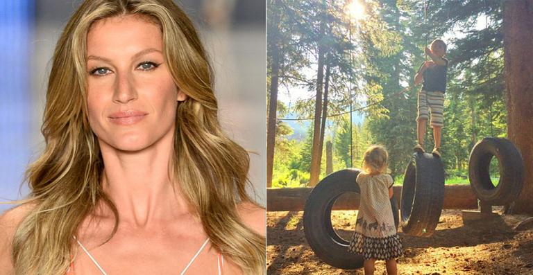 Gisele Bündchen mostra foto de brincadeira dos filhos