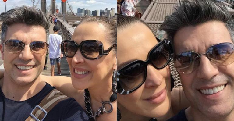 Claudia Raia faz selfies com Jarbas Homem de Mello em Nova York