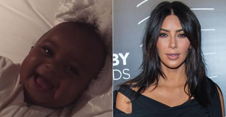 Que fofo! Filho de Kim Kardashian cai na gargalhada em vídeo