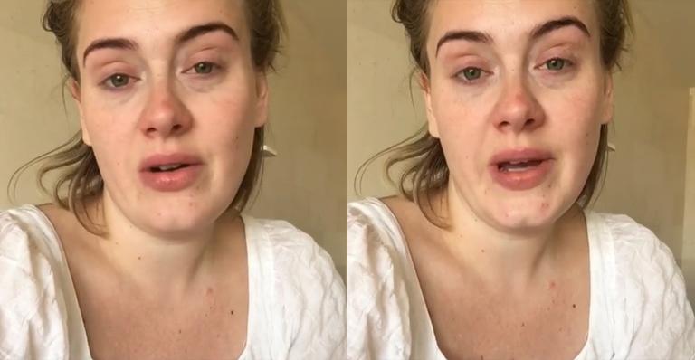 Doente, Adele aparece sem maquiagem em vídeo e faz comunicado aos fãs