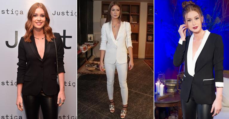 Blazer decotado é peça-chave de Marina Ruy Barbosa em coletivas de imprensa; saiba usar