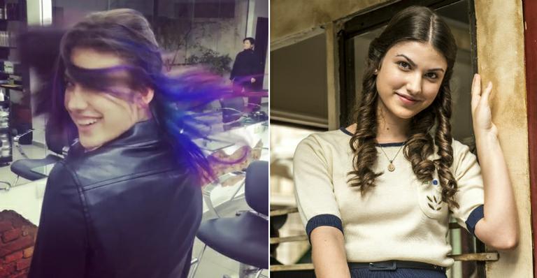 Radicalizou! Giovanna Grigio passa a tesoura no cabelo e faz mechas azuis e roxas