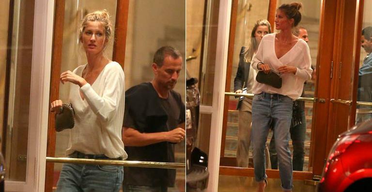 Com look despojado, Gisele Bündchen curte jantar no Rio de Janeiro