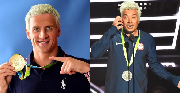 Jimmy Fallon faz sátira do nadador Ryan Lochte no palco do VMA