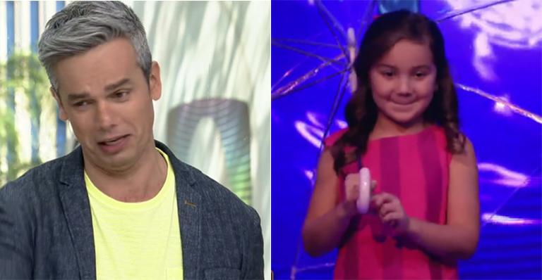 Otaviano Costa se emociona ao ver que a filha leva jeito para a TV