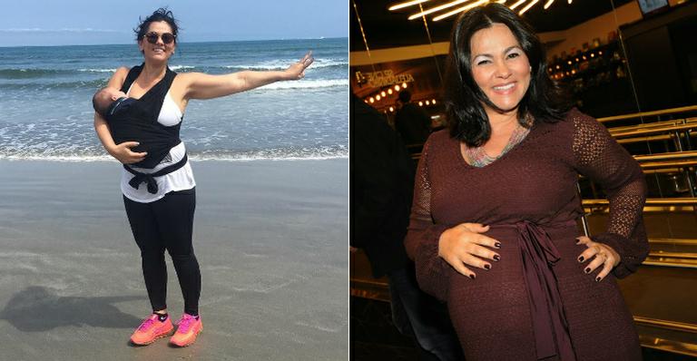 Após ganhar 27kg com gravidez, Suzana Alves comemora perda de peso: “A Tiazinha virou mamãezinha”