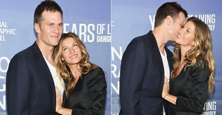 Gisele Bündchen e Tom Brady trocam carinhos em evento em Nova York
