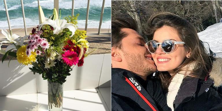 No primeiro dia da primavera, Klebber Toledo manda flores para Camila Queiroz