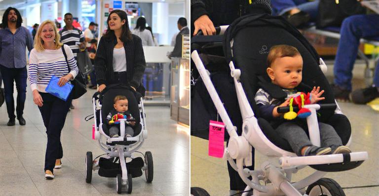 Sophie Charlotte faz raríssima aparição com o filho em aeroporto