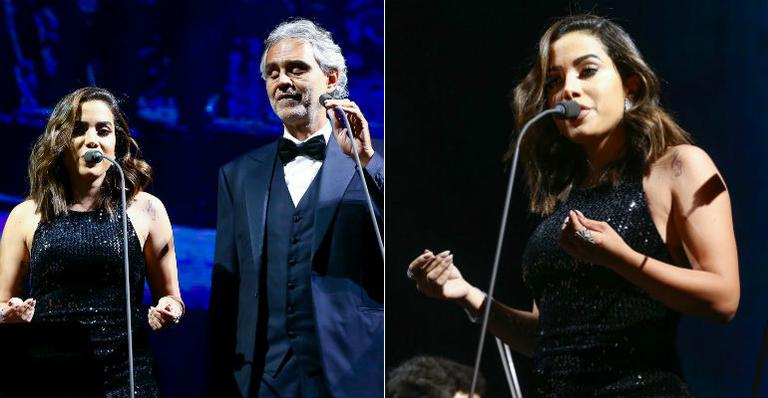 Anitta divide o palco com Andrea Bocelli em show em São Paulo