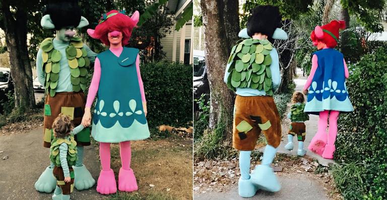 Justin Timberlake, Jessica Biel e o filho se vestem de trolls