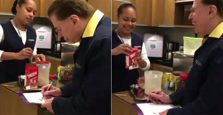 Silvio Santos copia receita para fazer capuccino