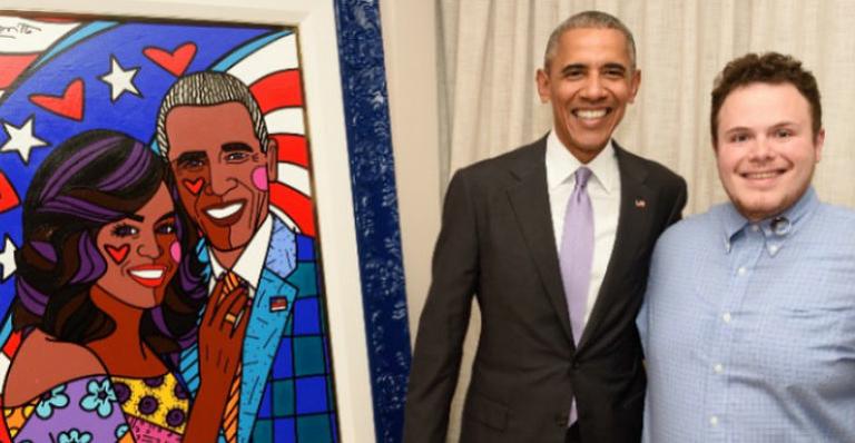 Barack e Michelle Obama em cores de Romero Britto