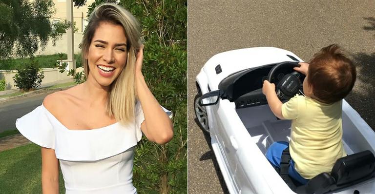 Que fofo! Adriana Sant’Anna mostra o filho ‘dirigindo’