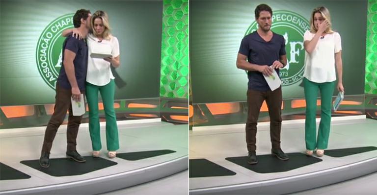 Emocionada, Fernanda Gentil é consolada por Flávio Canto no ‘Esporte Espetacular’
