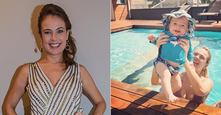 Luis Miguel, filho de Thaís Pacholek e Belutti, exala fofura em brincadeira na piscina